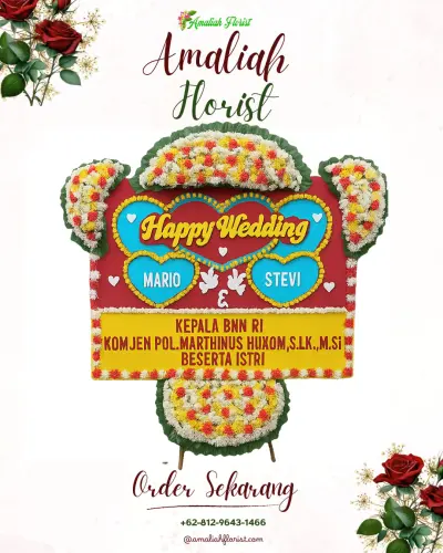 Karangan Papan Bunga Pernikahan di Weru